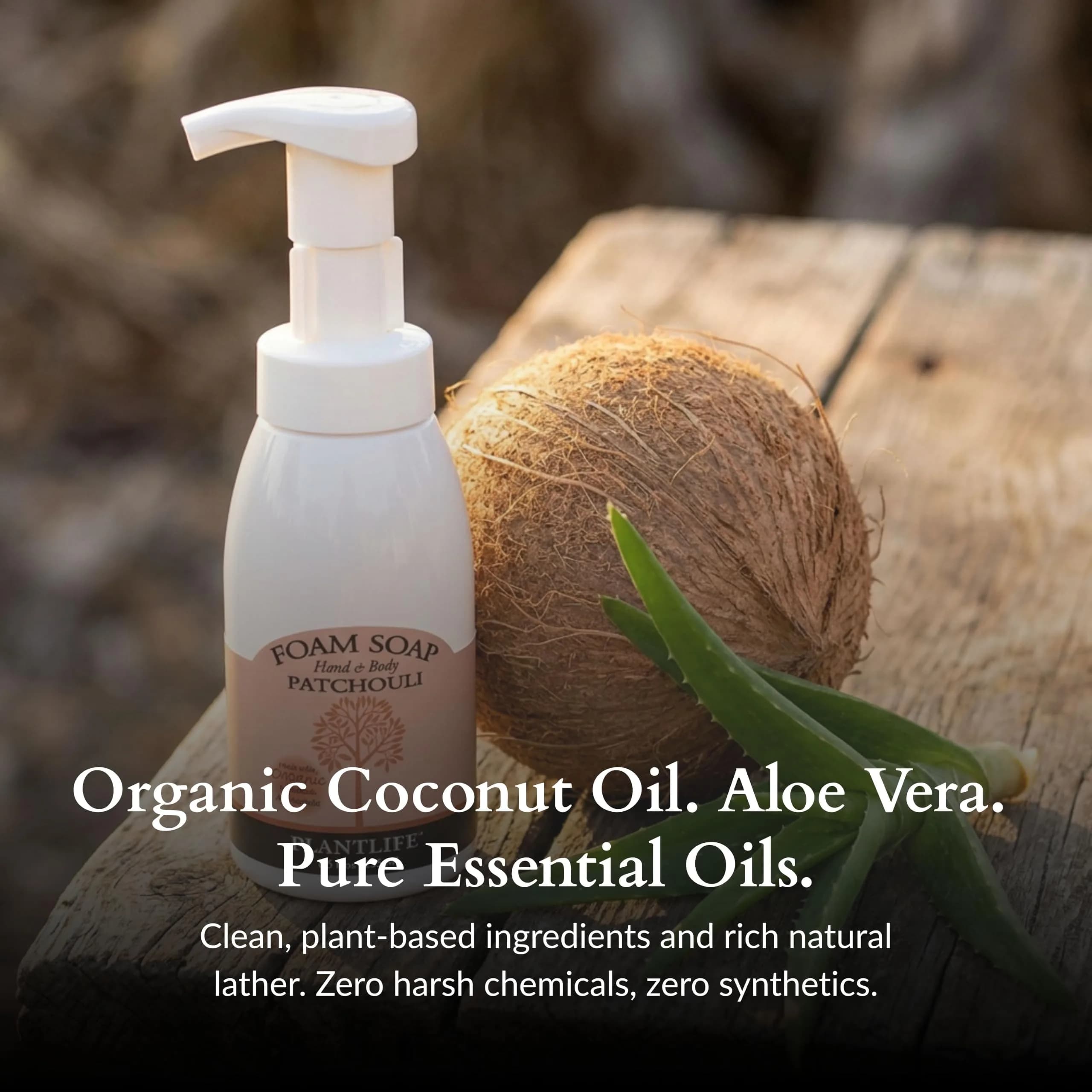Plantlife Patchouli Foam Soap 250ml (8.5 Fl Oz) | Organic Hand & Body Wash with Aloe Vera - view 2