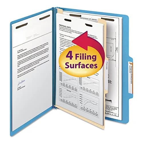 Smead Classification File Folders 2" Expansion, 2/5-Cut Tab, Letter Size, 10 per Box (Blue) | Organize Documents with 6 Filing Surfaces thumbnail 1