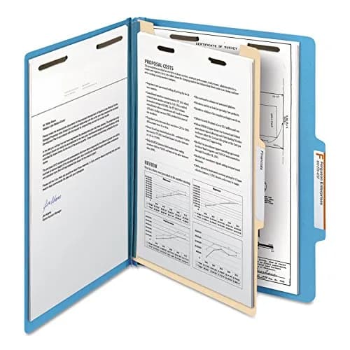 Smead Classification File Folders 2" Expansion, 2/5-Cut Tab, Letter Size, 10 per Box (Blue) | Organize Documents with 6 Filing Surfaces thumbnail 7