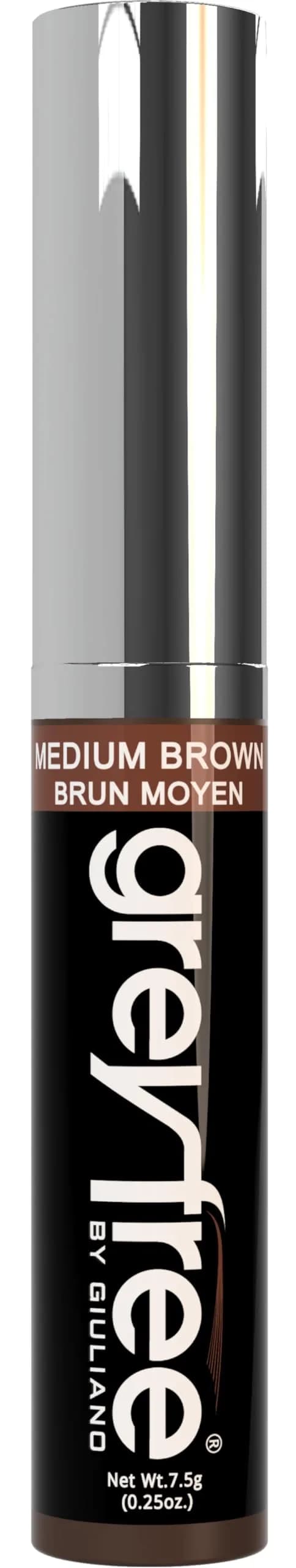 Greyfree Hair Mascara Root Touch-Up for Gray Hair | Precision Hairline Concealer for Brows & Beard (DARK BLONDE) | Temporary Gray Coverage — MEDIUM BROWN