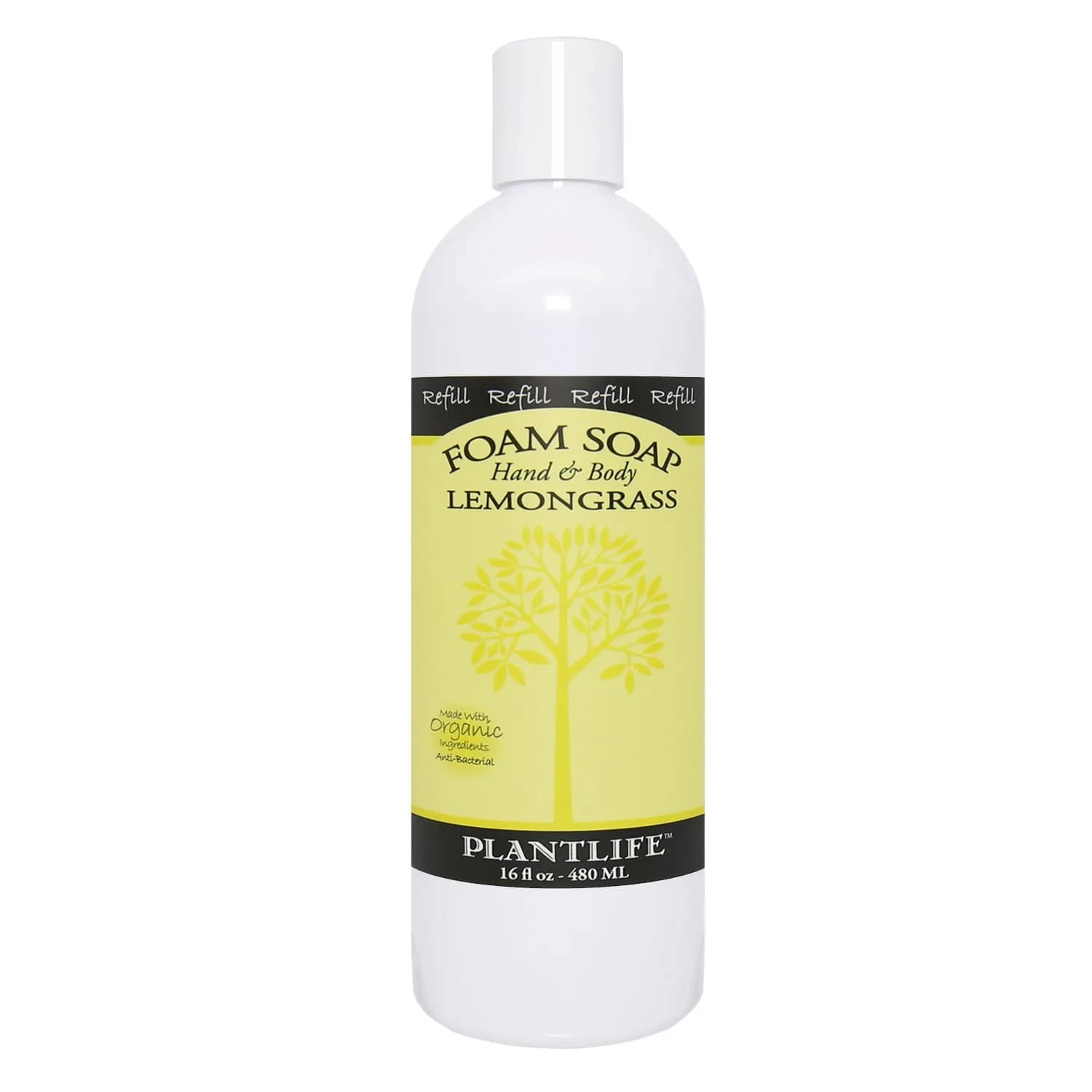 Plantlife Lemongrass Foam Soap Refill 473ml (16 Fl Oz) | Organic Aloe Vera & Essential Oils - main product image