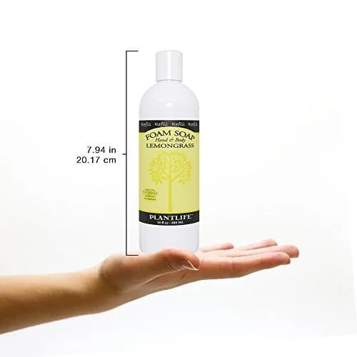 Plantlife Lemongrass Foam Soap Refill 473ml (16 Fl Oz) | Organic Aloe Vera & Essential Oils thumbnail 6