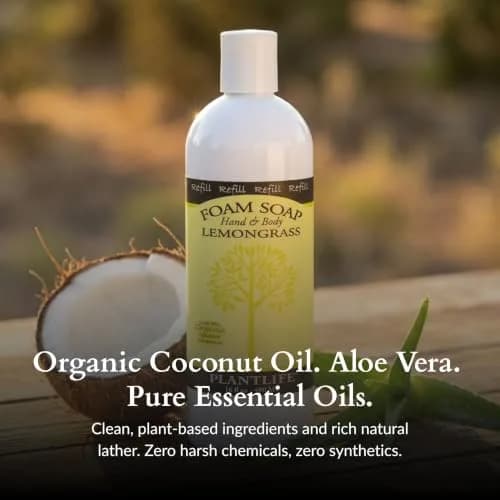 Plantlife Lemongrass Foam Soap Refill 473ml (16 Fl Oz) | Organic Aloe Vera & Essential Oils thumbnail 2