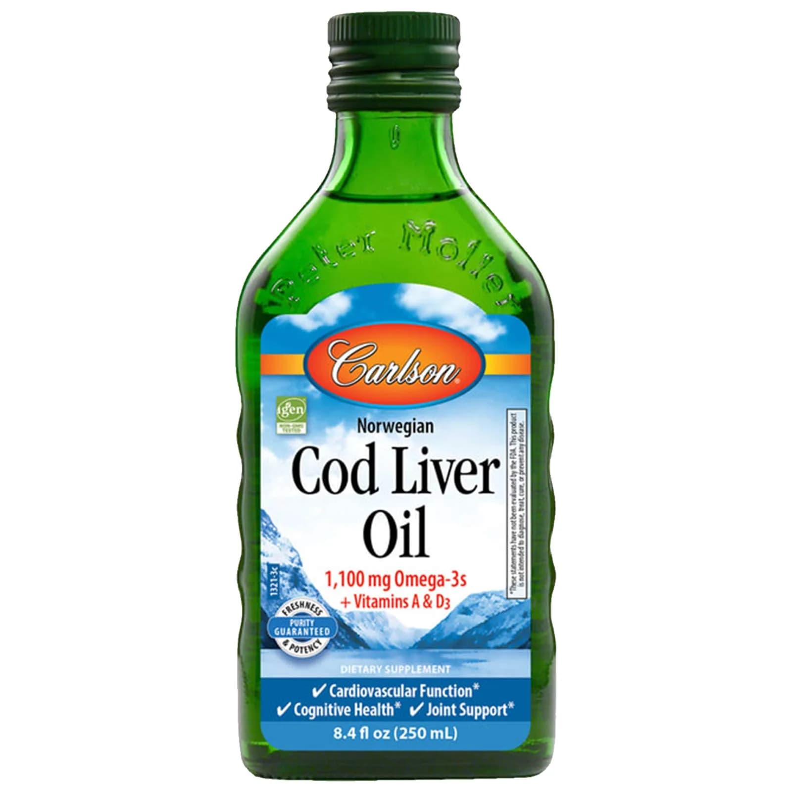 Carlson Norwegian Cod Liver Oil Natural Liquid 250ml (8.4 Fl Oz) | Potent & Pure Omega-3s - main product image