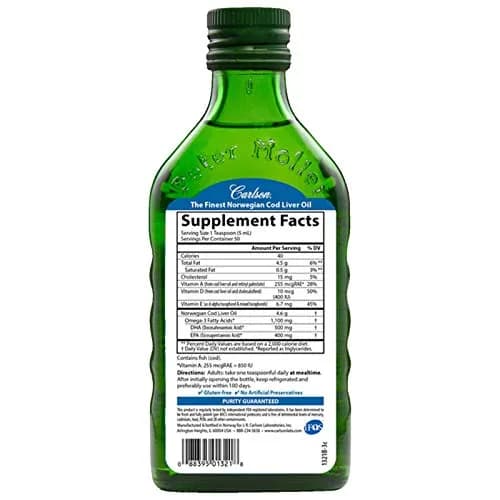 Carlson Norwegian Cod Liver Oil Natural Liquid 250ml (8.4 Fl Oz) | Potent & Pure Omega-3s thumbnail 2