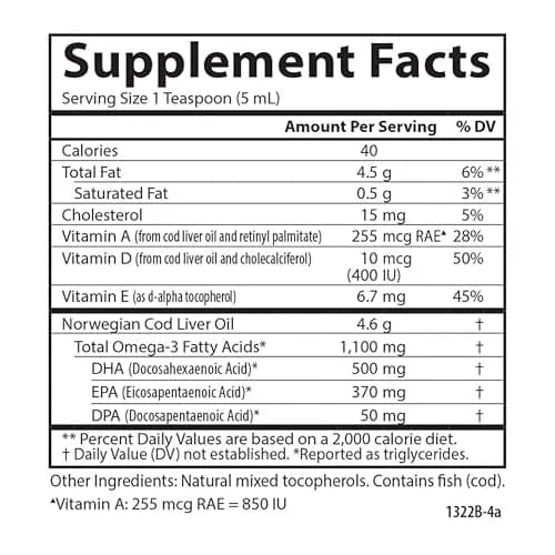 Carlson Cod Liver Oil Liquid 1100 mg Omega-3s Unflavored 500 mL (16.9 Fl Oz) | Heart, Brain, and Joint Health thumbnail 9