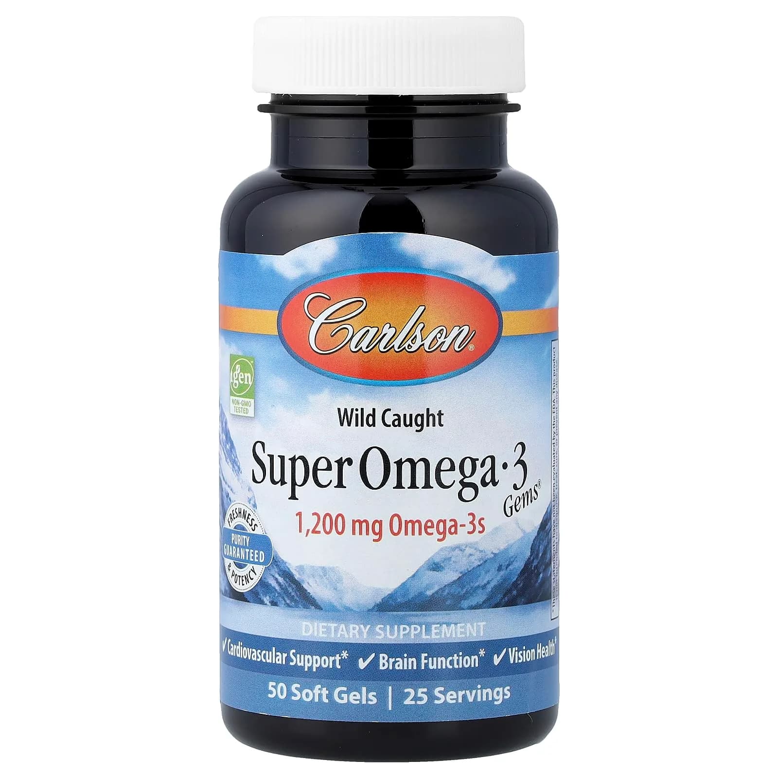 Carlson Super Omega-3 Gems 50 Softgels | 1200 mg EPA & DHA | Heart & Brain Support — W