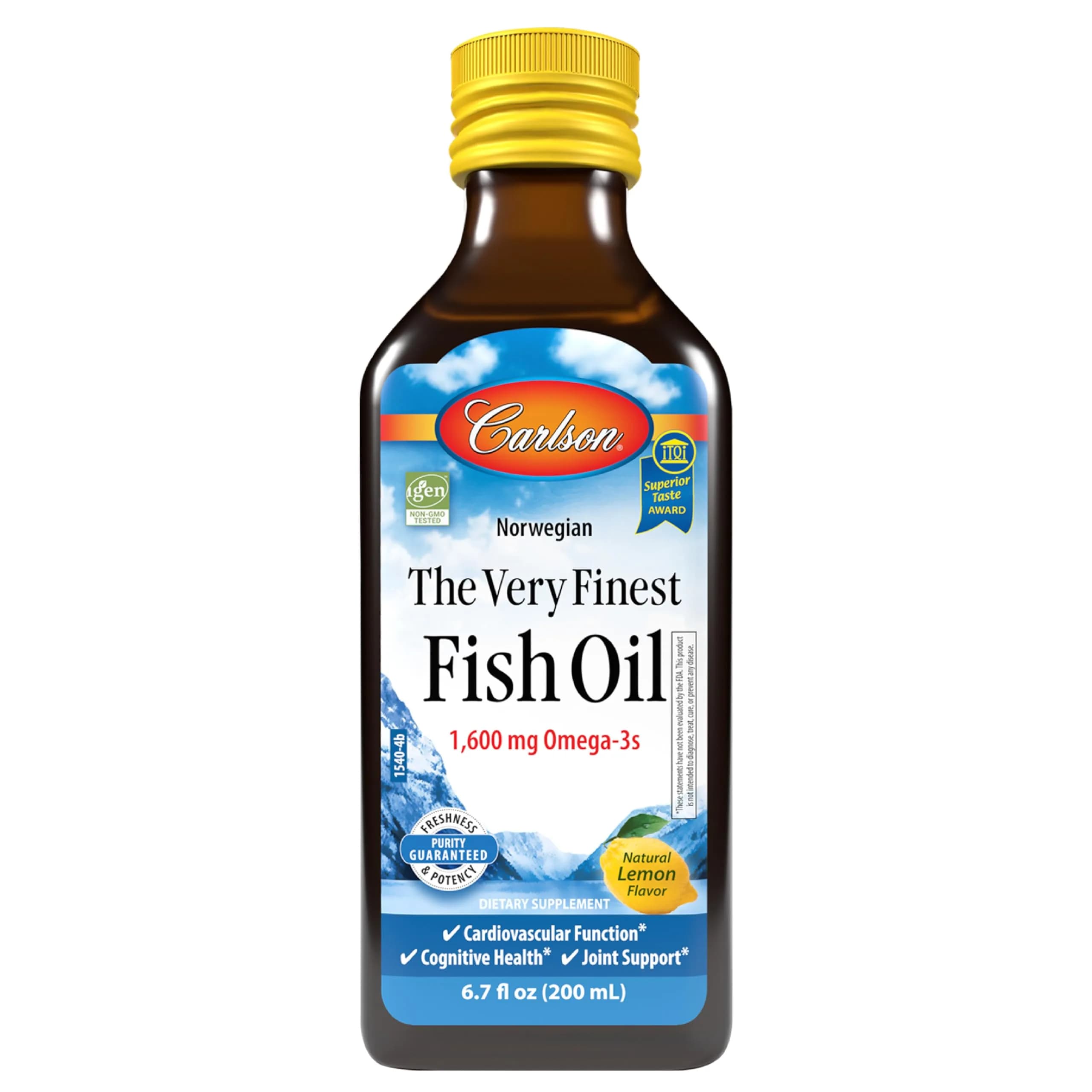 Carlson The Very Finest Fish Oil Liquid 200ml (6.7 Fl Oz) | 1600 mg Omega-3s per Teaspoon - main product image