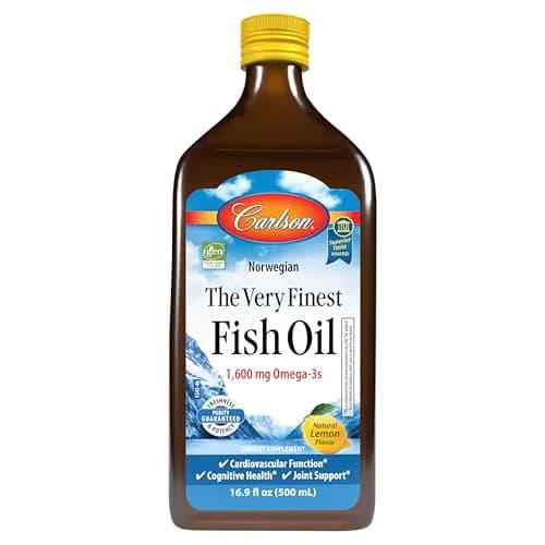 Carlson The Very Finest Fish Oil Liquid 200ml (6.7 Fl Oz) | 1600 mg Omega-3s per Teaspoon — Lemon / 16.9 Fl Oz