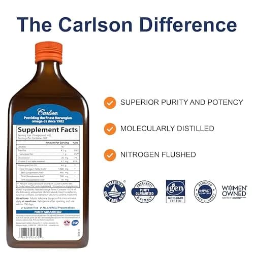Carlson The Very Finest Fish Oil Liquid 500 mL (16.9 Fl Oz) | IFOS Certified Omega-3s thumbnail 2