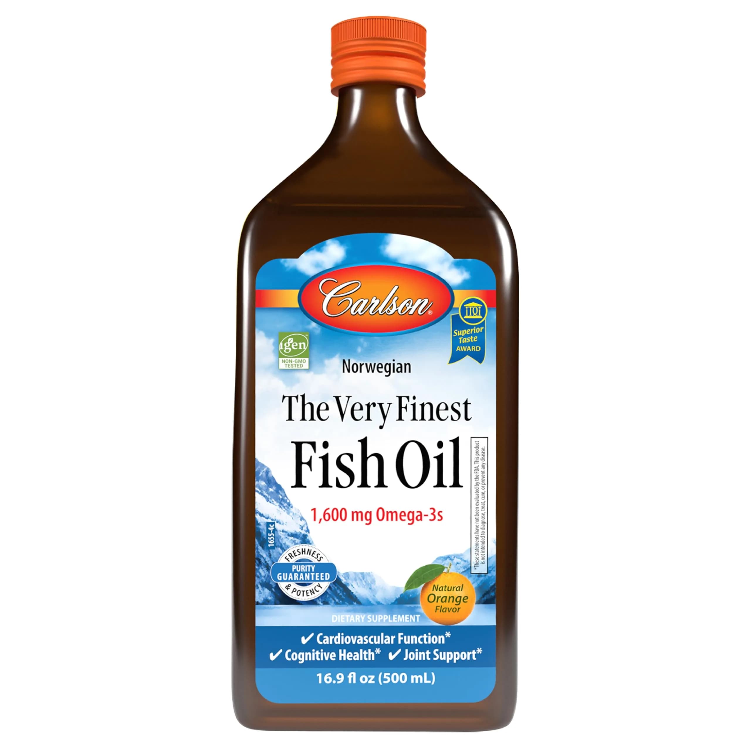 Carlson The Very Finest Fish Oil Liquid 200ml (6.7 Fl Oz) | 1600 mg Omega-3s per Teaspoon — Orange / 16.9 Fl Oz