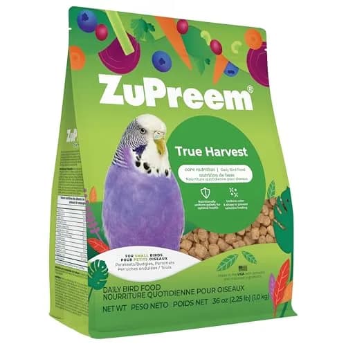 ZuPreem True Harvest Parakeet & Budgie Food, 2.25 lb | Natural Bird Pellets for Small Birds thumbnail 1