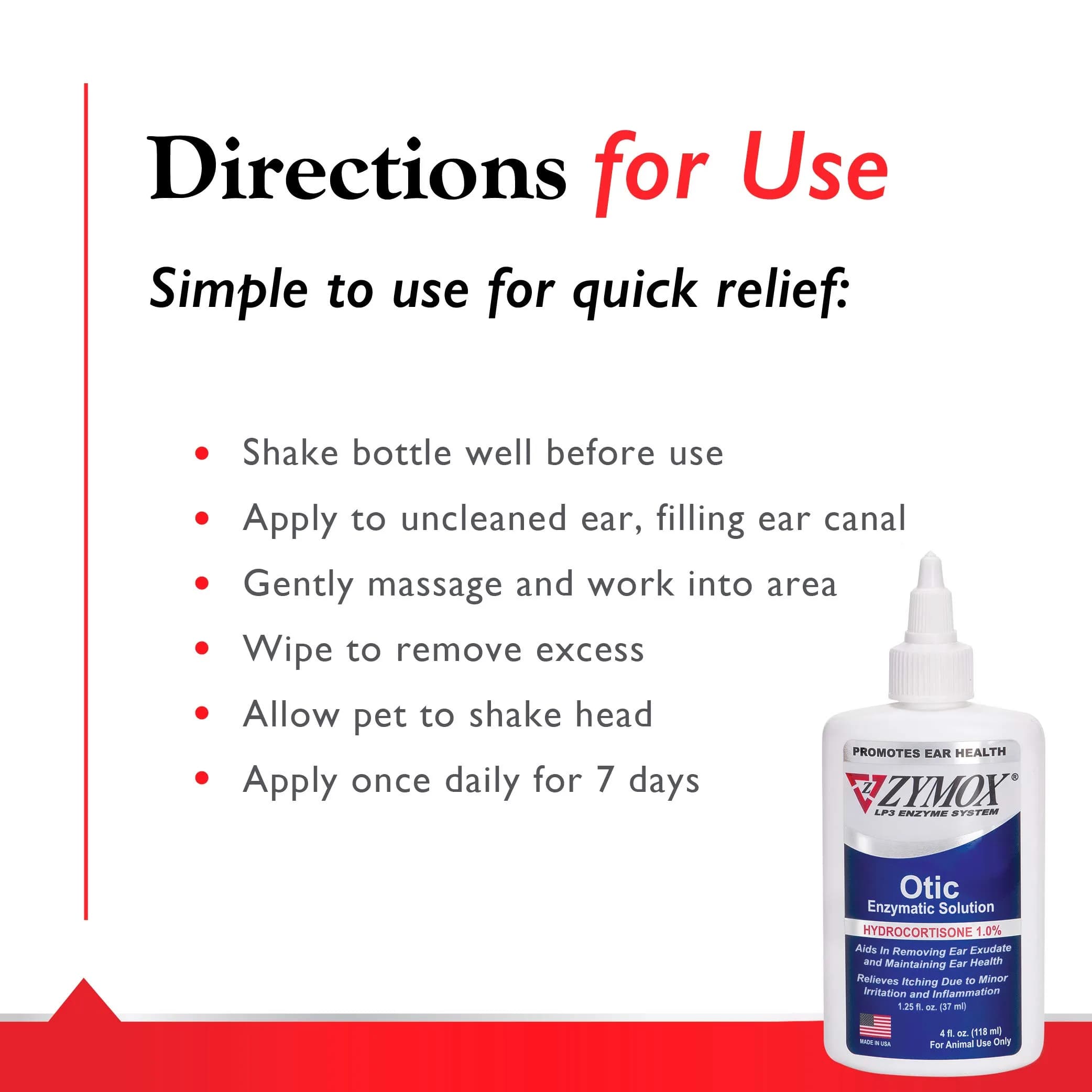 Zymox Otic Enzymatic Solution for Dogs and Cats 120ml (4 Fl Oz) | Soothes Ear Infections & Itch Relief - view 5
