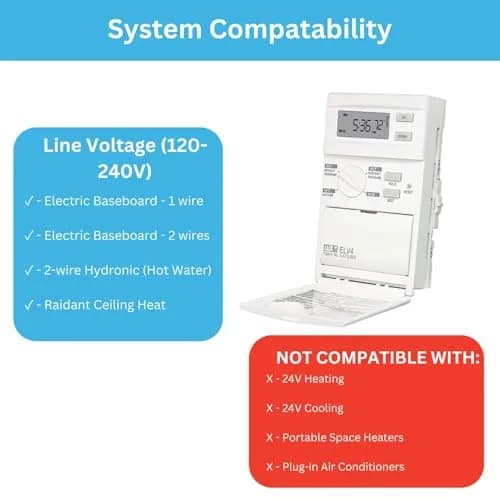 LUX ELV4 Programmable Line Voltage Thermostat | 5/2-Day Heating Control, Wall Mount, 120/240V thumbnail 5