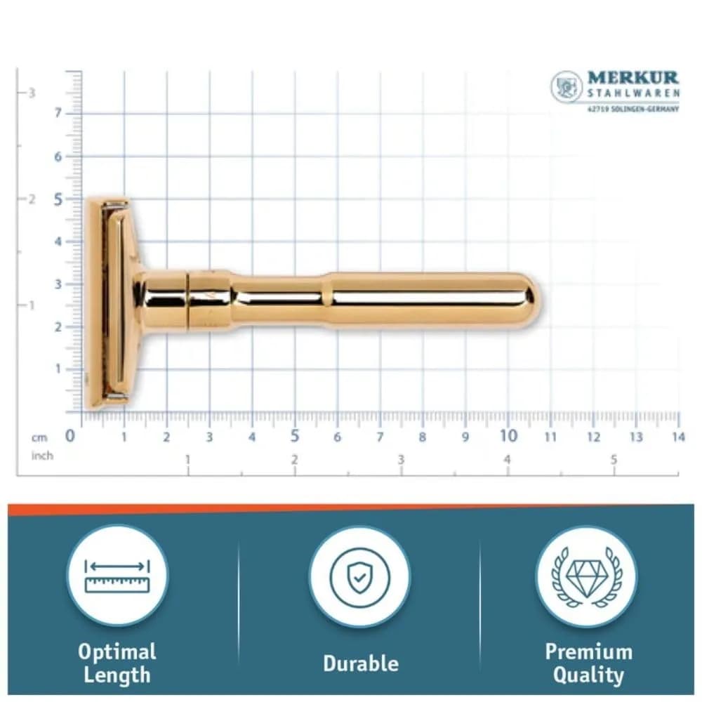 MERKUR FUTUR 702 Adjustable Double Edge Safety Razor - Bright Gold, 1 Count | Precision German Engineering for a Custom Shave - view 8