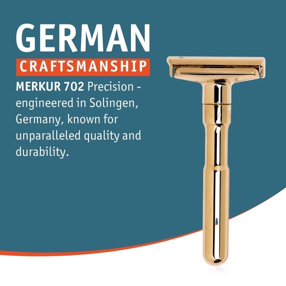 MERKUR FUTUR 702 Adjustable Double Edge Safety Razor - Bright Gold, 1 Count | Precision German Engineering for a Custom Shave - view 4