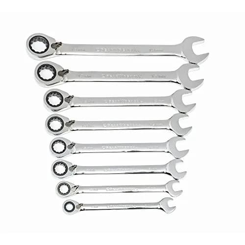 GEARWRENCH 8 Pc 72T Reversible Ratcheting Combination mm Wrench Set | Alloy Steel, 8mm-19mm, Polished thumbnail 1