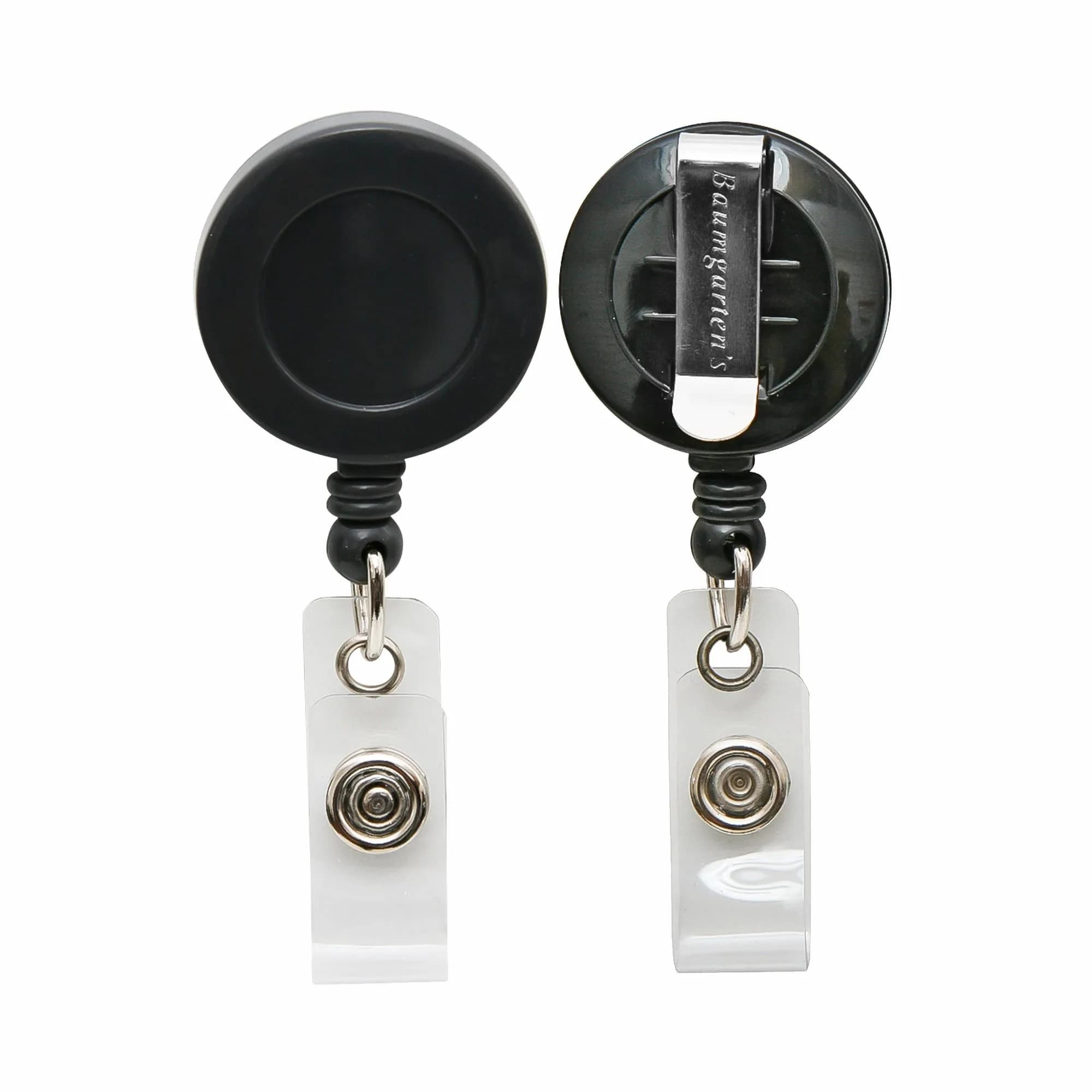 SICURIX Black Retractable Badge Reels with Belt Clip, 25 Pack | Metal Construction, 30-inch Extension — Black