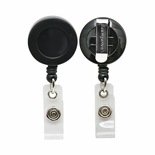 SICURIX Black Retractable Badge Reels with Belt Clip, 25 Pack | Metal Construction, 30-inch Extension thumbnail 1