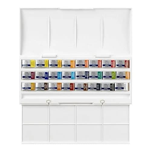 Winsor & Newton Cotman Watercolor Paint Set 24 Whole Pan Studio Set | Artist Grade Watercolors for Beginners thumbnail 1