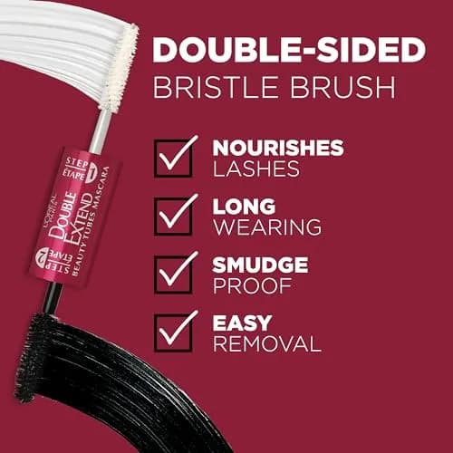 L'Oreal Paris Double Extend Tubing Mascara Blackest Black 9.6ml (0.33 Fl Oz) | Lengthening 2 Step Mascara thumbnail 4