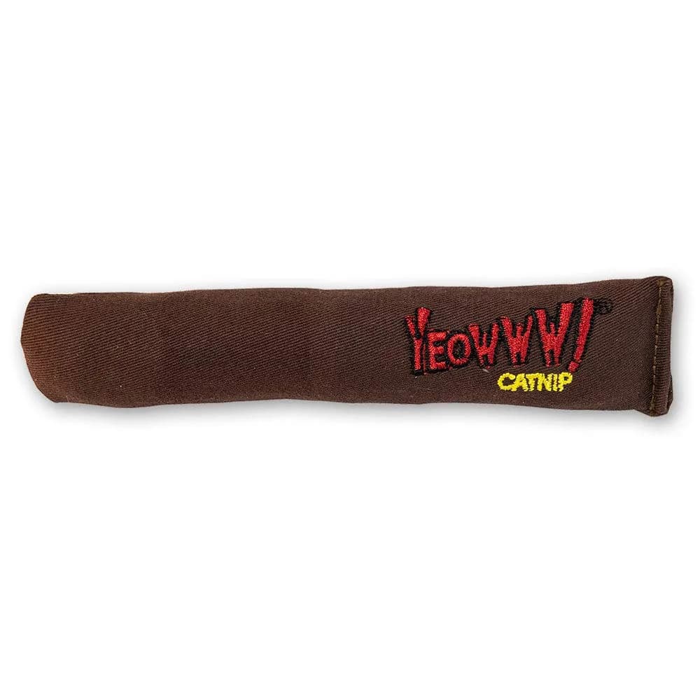Yeowww! Catnip Cigar Cat Toy 18cm (7 inch) | Potent Organic Catnip Kicker for Cats — brown