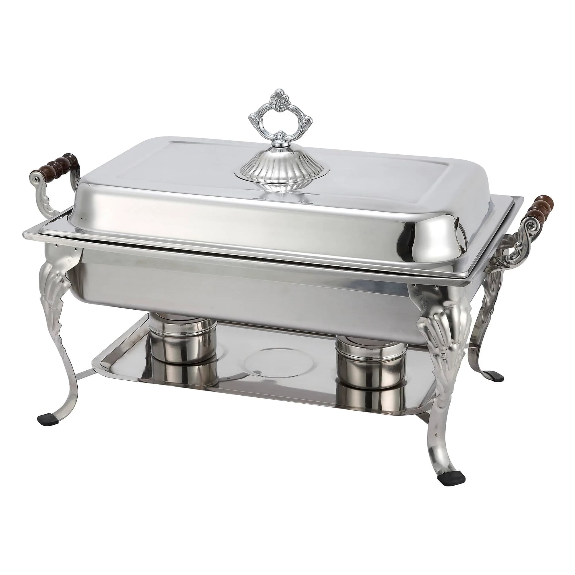 Winco Full Rectangular Crown Chafer, 8-Quart, Stainless Steel | Elegant Commercial Serving — Silver