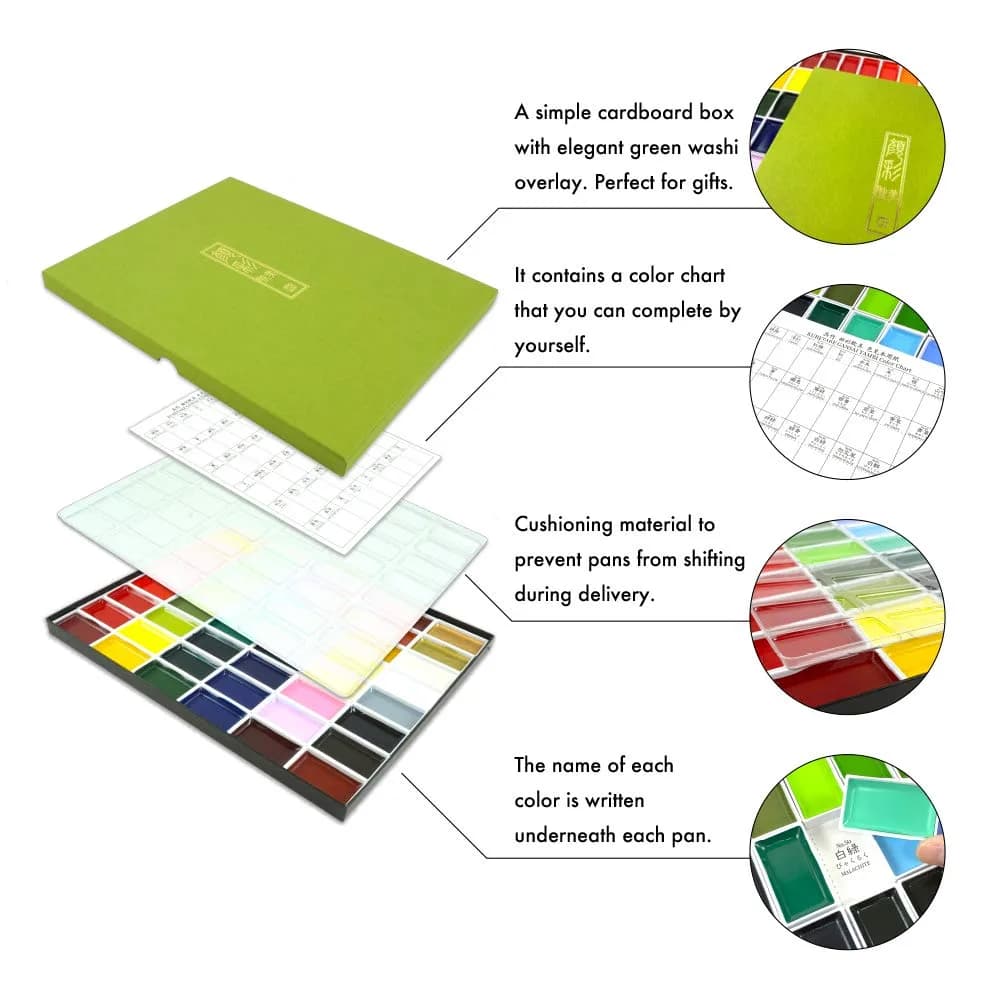 Kuretake Gansai Tambi Watercolor Paint Set 24 Colors | Traditional Japanese Watercolor for Artists - view 3