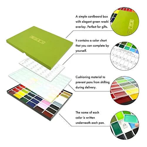 Kuretake Gansai Tambi Watercolor Paint Set 24 Colors | Traditional Japanese Watercolor for Artists thumbnail 3