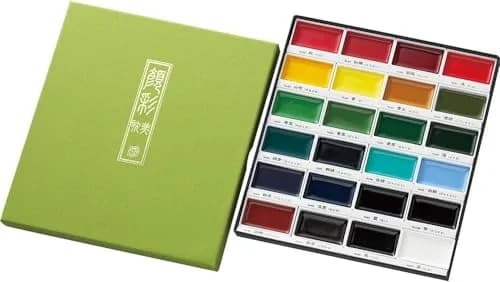 Kuretake Gansai Tambi Watercolor Paint Set 24 Colors | Traditional Japanese Watercolor for Artists thumbnail 1