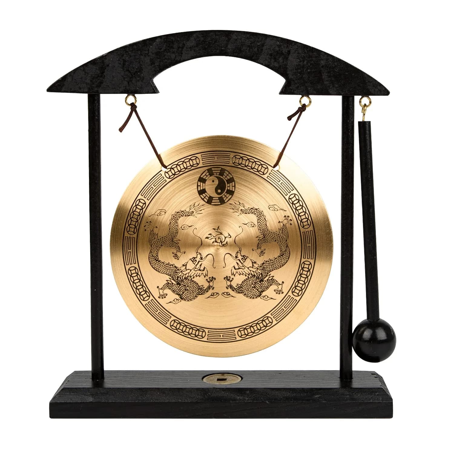 Mose Cafolo Zen Art Tabletop Brass Gong with Rammer 20.32cm (8") Height | Soothing Sound for Meditation