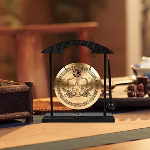 Mose Cafolo Zen Art Tabletop Brass Gong with Rammer 20.32cm (8") Height | Soothing Sound for Meditation thumbnail 4