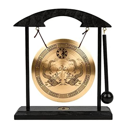 Mose Cafolo Zen Art Tabletop Brass Gong with Rammer 20.32cm (8") Height | Soothing Sound for Meditation thumbnail 1