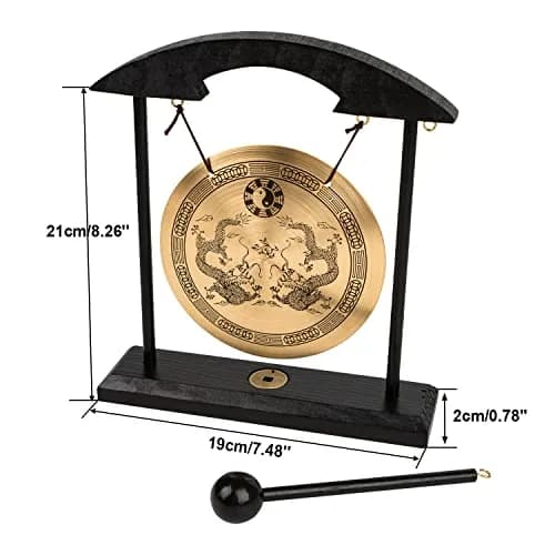 Mose Cafolo Zen Art Tabletop Brass Gong with Rammer 20.32cm (8") Height | Soothing Sound for Meditation thumbnail 2