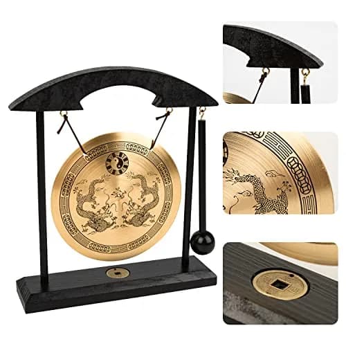 Mose Cafolo Zen Art Tabletop Brass Gong with Rammer 20.32cm (8") Height | Soothing Sound for Meditation thumbnail 3