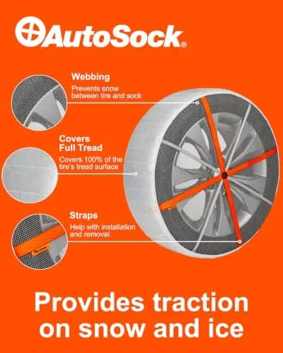 AutoSock HP695 Snow Socks for Passenger Vehicles | Winter Traction Device with Reusable Fabric thumbnail 2
