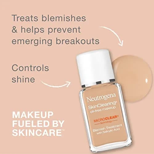Neutrogena SkinClearing Liquid Foundation Natural Ivory 1 fl oz (29.57 ml) | Acne Fighting with MicroClear Technology thumbnail 2