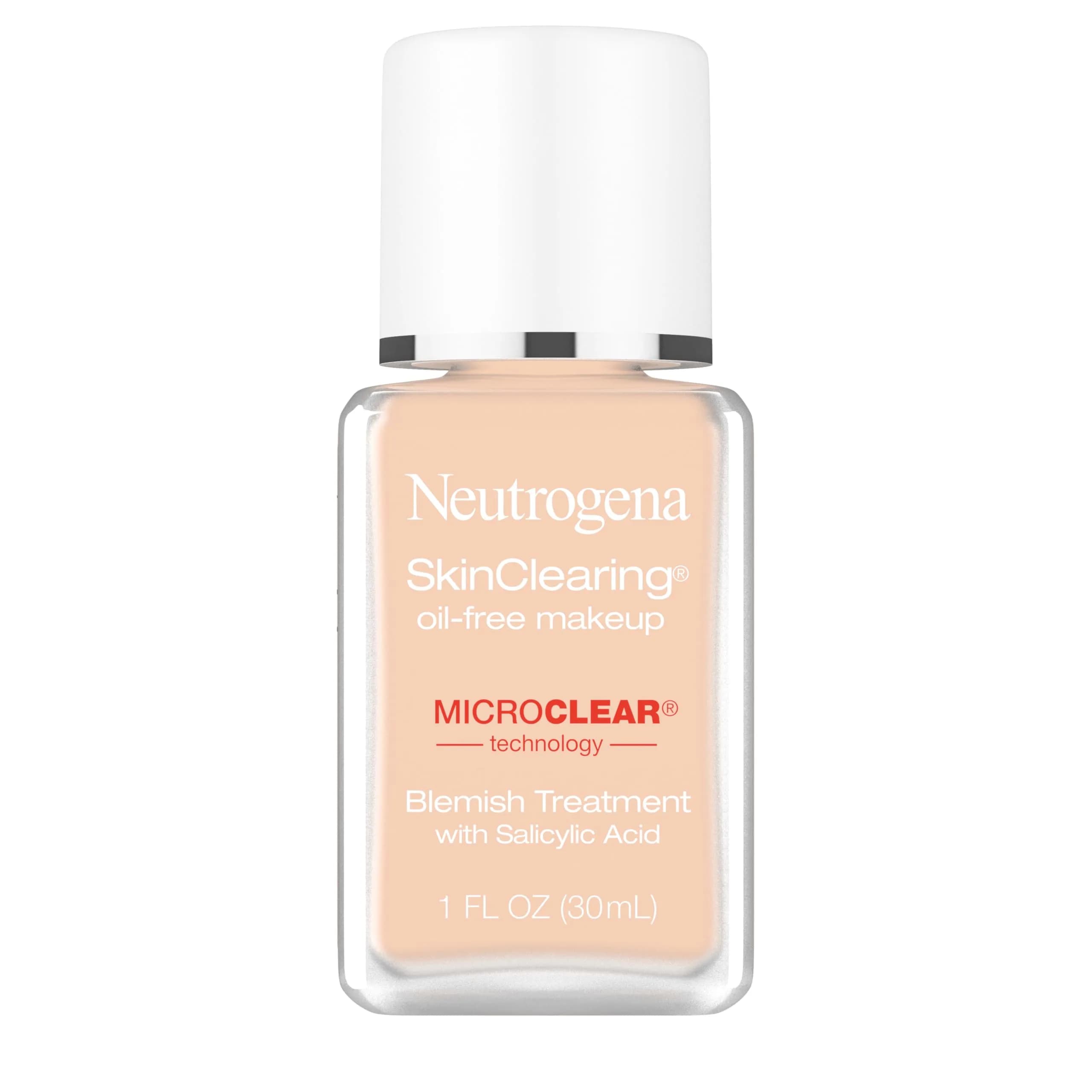 Neutrogena SkinClearing Oil-Free Liquid Foundation 29.57ml (1 fl. oz) | Fights Breakouts & Controls Shine — 40 / Nude