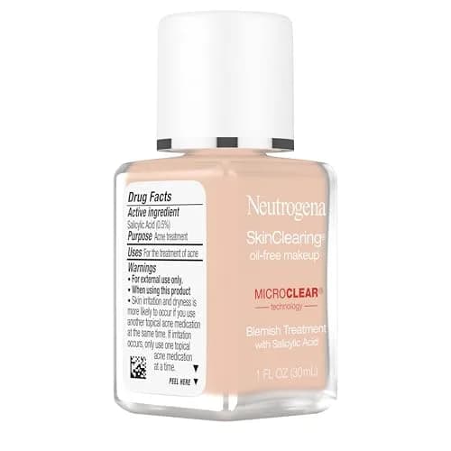 Neutrogena SkinClearing Liquid Foundation Soft Beige 29.57 ml (1 fl oz) | Acne Fighting with MicroClear Technology thumbnail 6