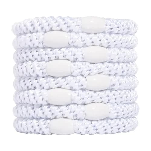 L. Erickson Bright White Grab & Go Ponytail Holders, 8 Count | No-Crease, Strong & Gentle on All Hair Types thumbnail 1