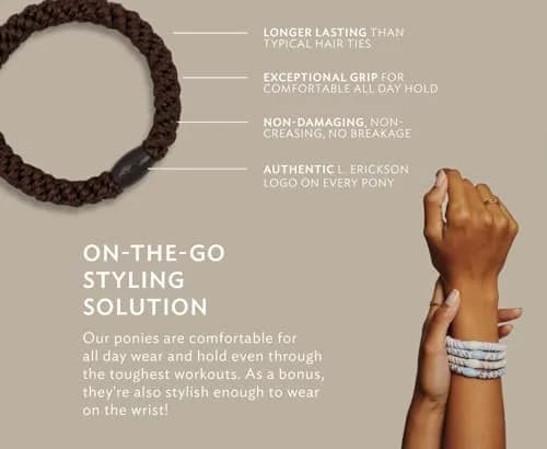 L. Erickson Grab & Go Ponytail Holders, Fresh Zesty Pop, 8 Pack | No Damage for Thick Hair, Strong, Stretchy & Snag-Free thumbnail 7