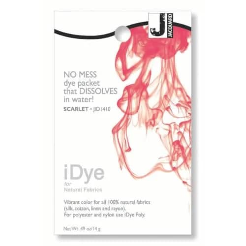Jacquard iDye Natural Fabric Dye Scarlet 14g (0.49 oz) | Permanent Color for Cotton, Linen, Silk, Rayon thumbnail 1