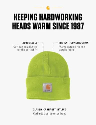 Carhartt Men's Knit Cuffed Beanie, Brite Lime | Dependable Warmth & Classic Style (70-120 chars) thumbnail 2