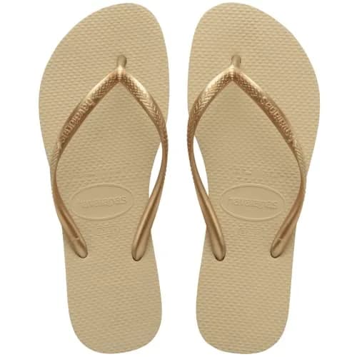 Havaianas Women's Slim Flip Flops Sandals - Sand Grey/Light Golden | Comfortable, Durable & Made in Brazil thumbnail 1