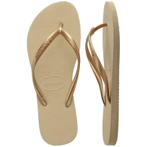 Havaianas Women's Slim Flip Flops Sandals - Sand Grey/Light Golden | Comfortable, Durable & Made in Brazil thumbnail 6