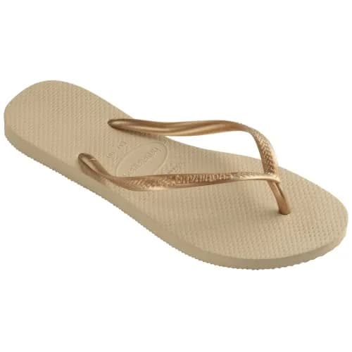 Havaianas Women's Slim Flip Flops Sandals - Sand Grey/Light Golden | Comfortable, Durable & Made in Brazil thumbnail 3
