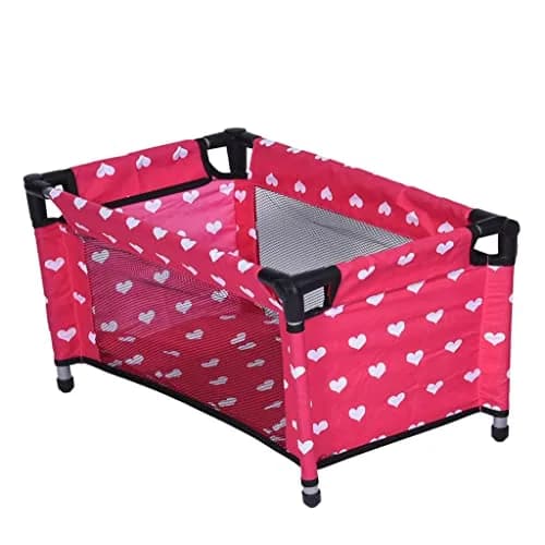 The New York Doll Collection Doll Fold n' Store Pack N' Play for 18" Dolls | Compact, Easy Fold, Hearts Design thumbnail 1