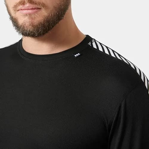 Helly Hansen Lifa Stripe Crew Lightweight Breathable Moisture Wicking Thermal Baselayer, 998 Black, Large thumbnail 5