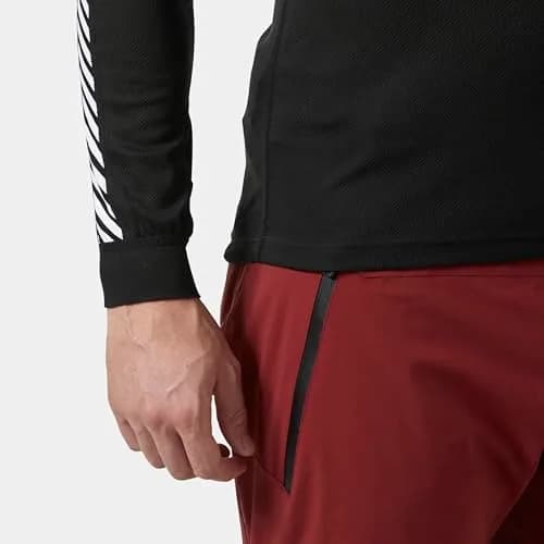 Helly Hansen Lifa Stripe Crew Lightweight Breathable Moisture Wicking Thermal Baselayer, 998 Black, Large thumbnail 6