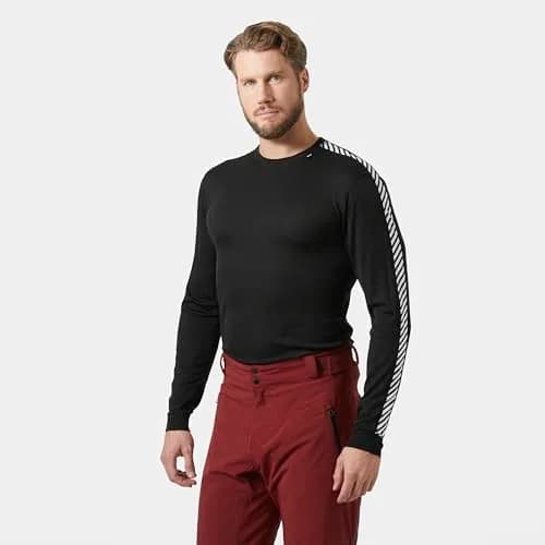 Helly Hansen Lifa Stripe Crew Lightweight Breathable Moisture Wicking Thermal Baselayer, 998 Black, Large thumbnail 2